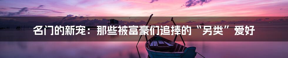 名门的新宠:那些被富豪们追捧的“另类”爱好