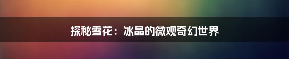 探秘雪花:冰晶的微观奇幻世界