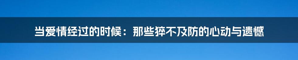 当爱情经过的时候:那些猝不及防的心动与遗憾