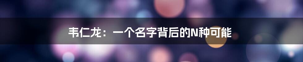 韦仁龙：一个名字背后的N种可能