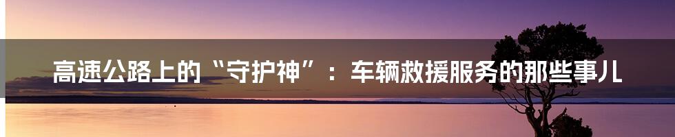 高速公路上的“守护神”:车辆救援服务的那些事儿