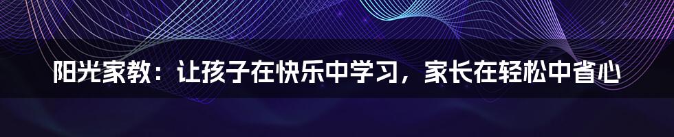阳光家教：让孩子在快乐中学习，家长在轻松中省心