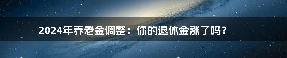 2024年养老金调整:你的退休金涨了吗?