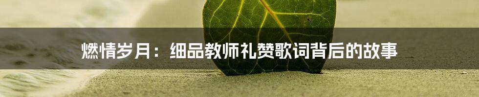 燃情岁月:细品教师礼赞歌词背后的故事