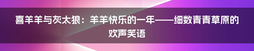 喜羊羊与灰太狼:羊羊快乐的一年——细数青青草原的欢声笑语