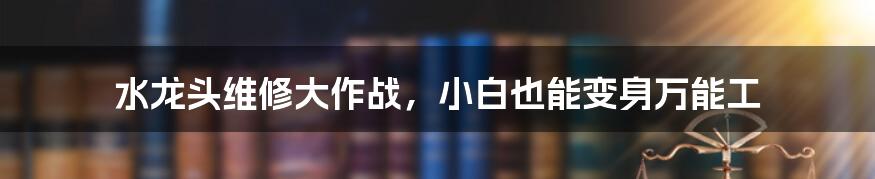 水龙头维修大作战,小白也能变身万能工