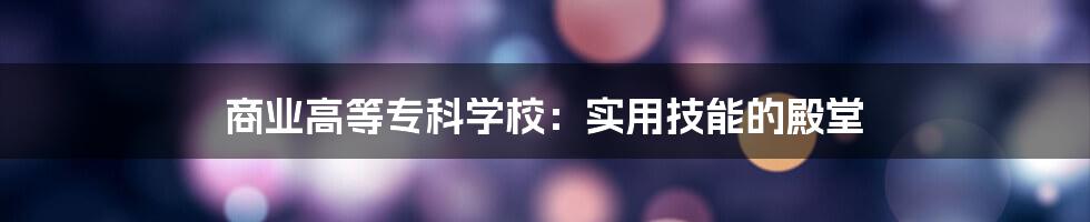 商业高等专科学校:实用技能的殿堂