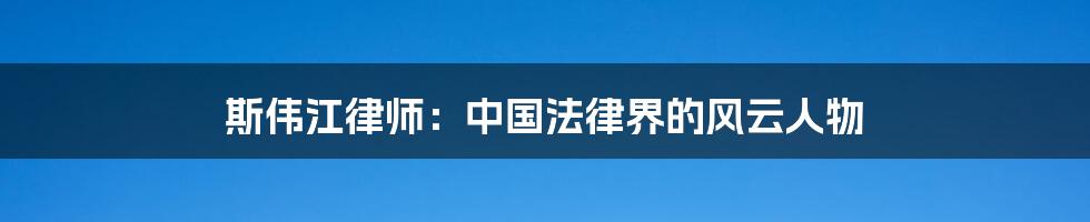 斯伟江律师:中国法律界的风云人物