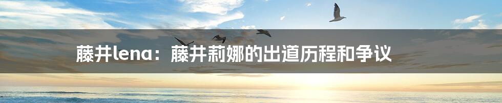 藤井lena:藤井莉娜的出道历程和争议