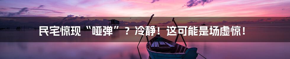 民宅惊现“哑弹”?冷静!这可能是场虚惊!