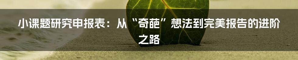 小课题研究申报表:从“奇葩”想法到完美报告的进阶之路