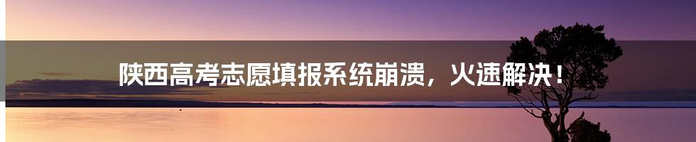 陕西高考志愿填报系统崩溃,火速解决!