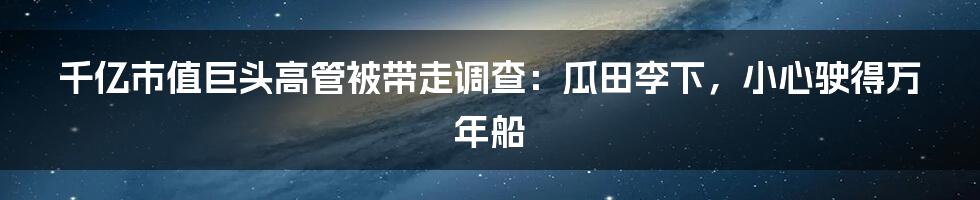 千亿市值巨头高管被带走调查:瓜田李下,小心驶得万年船