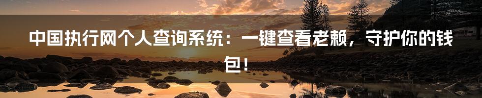 中国执行网个人查询系统:一键查看老赖,守护你的钱包!