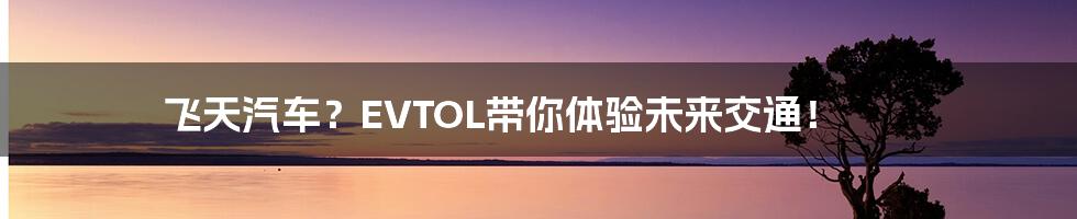 飞天汽车?EVTOL带你体验未来交通!