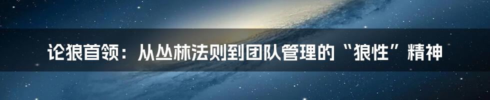 论狼首领:从丛林法则到团队管理的“狼性”精神