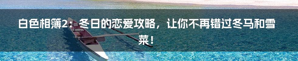 白色相簿2:冬日的恋爱攻略,让你不再错过冬马和雪菜!