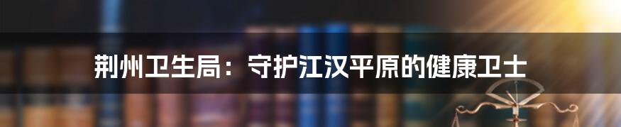荆州卫生局:守护江汉平原的健康卫士