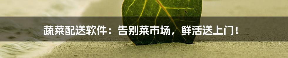 蔬菜配送软件:告别菜市场,鲜活送上门!