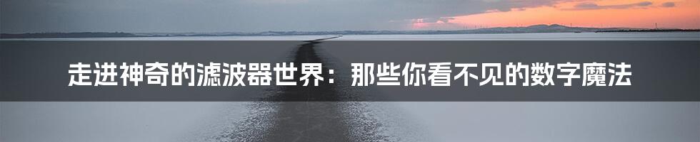 走进神奇的滤波器世界:那些你看不见的数字魔法