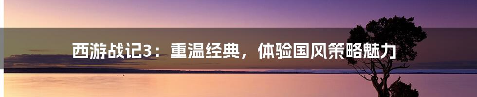 西游战记3:重温经典,体验国风策略魅力