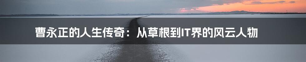 曹永正的人生传奇:从草根到IT界的风云人物