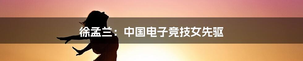 徐孟兰:中国电子竞技女先驱