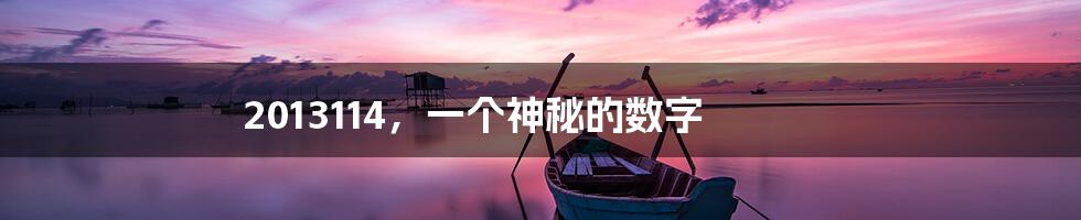 2013114,一个神秘的数字