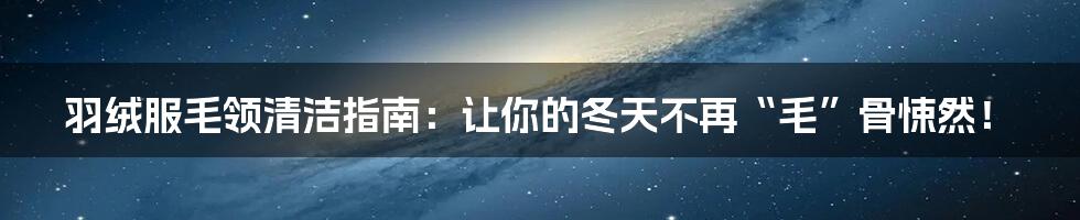羽绒服毛领清洁指南:让你的冬天不再“毛”骨悚然!