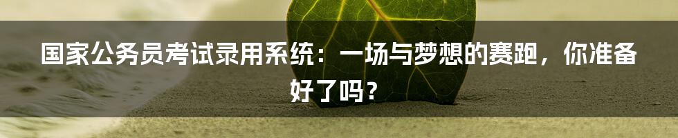 国家公务员考试录用系统:一场与梦想的赛跑,你准备好了吗?