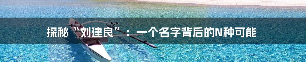 探秘“刘建良”:一个名字背后的N种可能