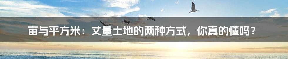 亩与平方米:丈量土地的两种方式,你真的懂吗?