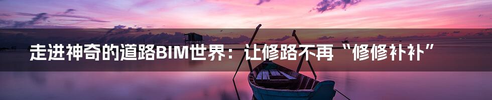 走进神奇的道路BIM世界:让修路不再“修修补补”