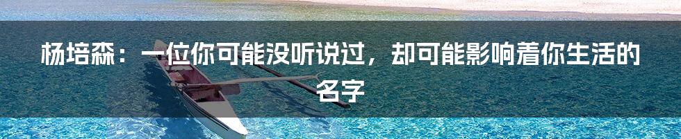 杨培森:一位你可能没听说过,却可能影响着你生活的名字