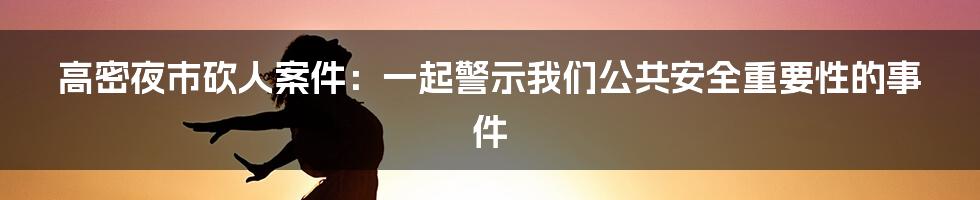 高密夜市砍人案件:一起警示我们公共安全重要性的事件