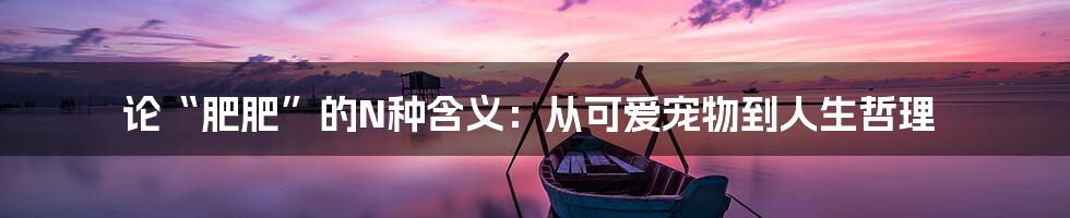 论“肥肥”的N种含义:从可爱宠物到人生哲理