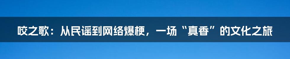 咬之歌:从民谣到网络爆梗,一场“真香”的文化之旅