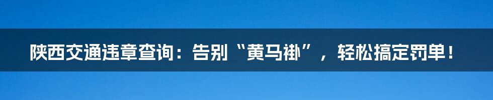 陕西交通违章查询:告别“黄马褂”,轻松搞定罚单!