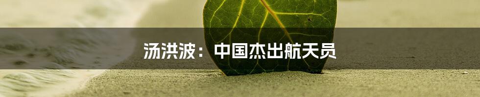 汤洪波:中国杰出航天员