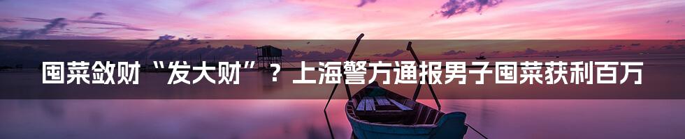 囤菜敛财“发大财”?上海警方通报男子囤菜获利百万