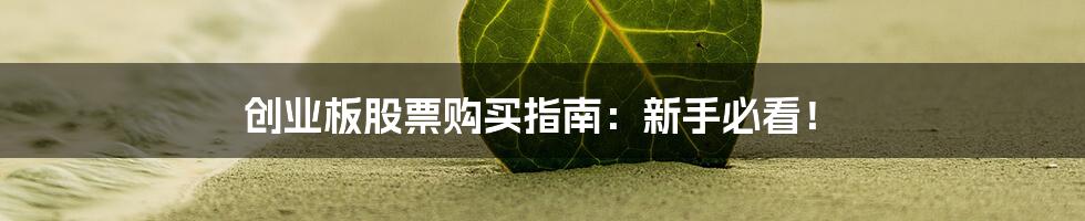 创业板股票购买指南:新手必看!