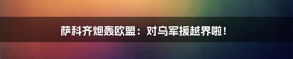萨科齐炮轰欧盟:对乌军援越界啦!