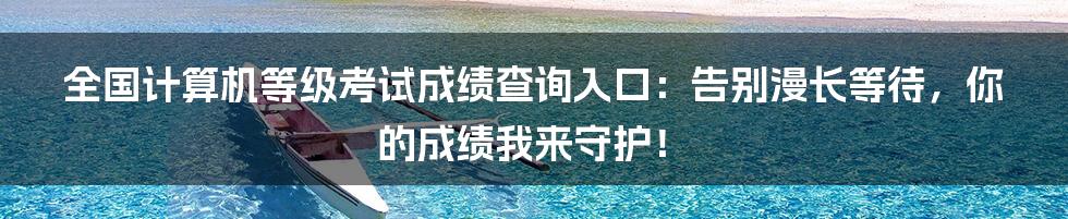 全国计算机等级考试成绩查询入口:告别漫长等待,你的成绩我来守护!