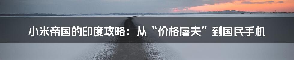小米帝国的印度攻略:从“价格屠夫”到国民手机