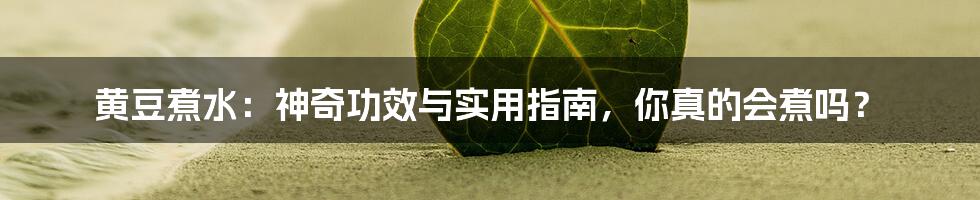 黄豆煮水:神奇功效与实用指南,你真的会煮吗?
