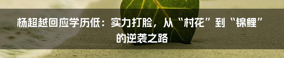 杨超越回应学历低:实力打脸,从“村花”到“锦鲤”的逆袭之路