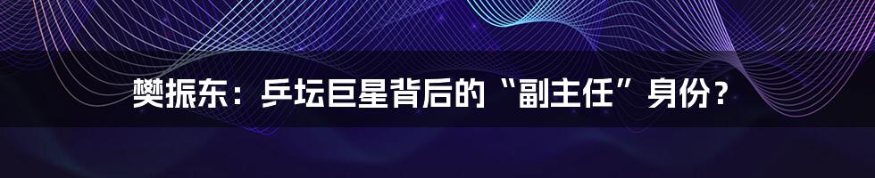 樊振东:乒坛巨星背后的“副主任”身份?