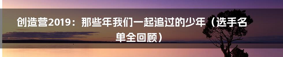 创造营2019:那些年我们一起追过的少年(选手名单全回顾)