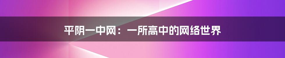 平阴一中网:一所高中的网络世界