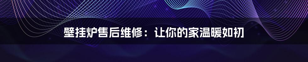 壁挂炉售后维修:让你的家温暖如初